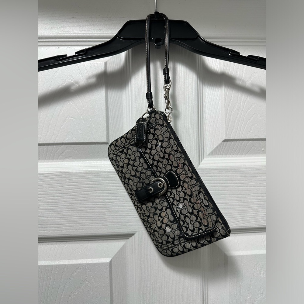Coach Y2K Soho Black Signature Canvas Wristlet